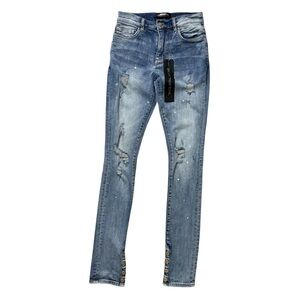 Dead Than Cool Skinny Jeans Distressed Button Ankles Mens Unisex Grunge Emo